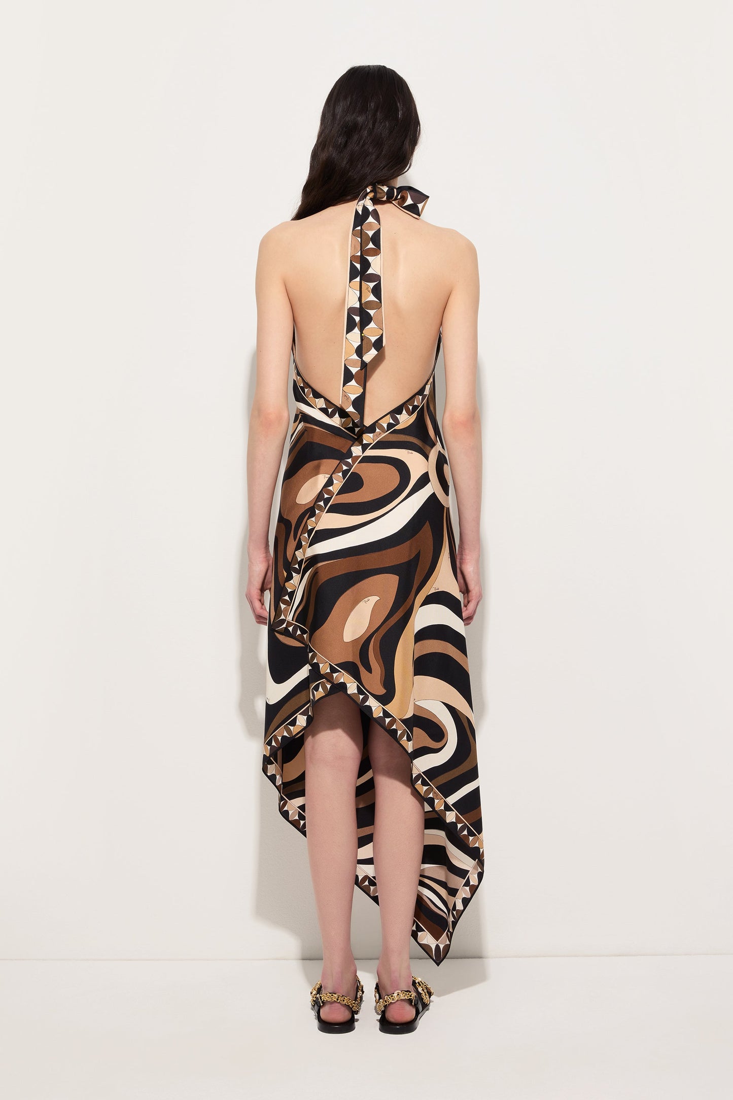 Pucci - Marmo Print Long Dress with Halter Neck - Size: 44 - Black Gold Pucci - Marmo Print Long Dress with Halter Neck - Size: 44 - Black Gold