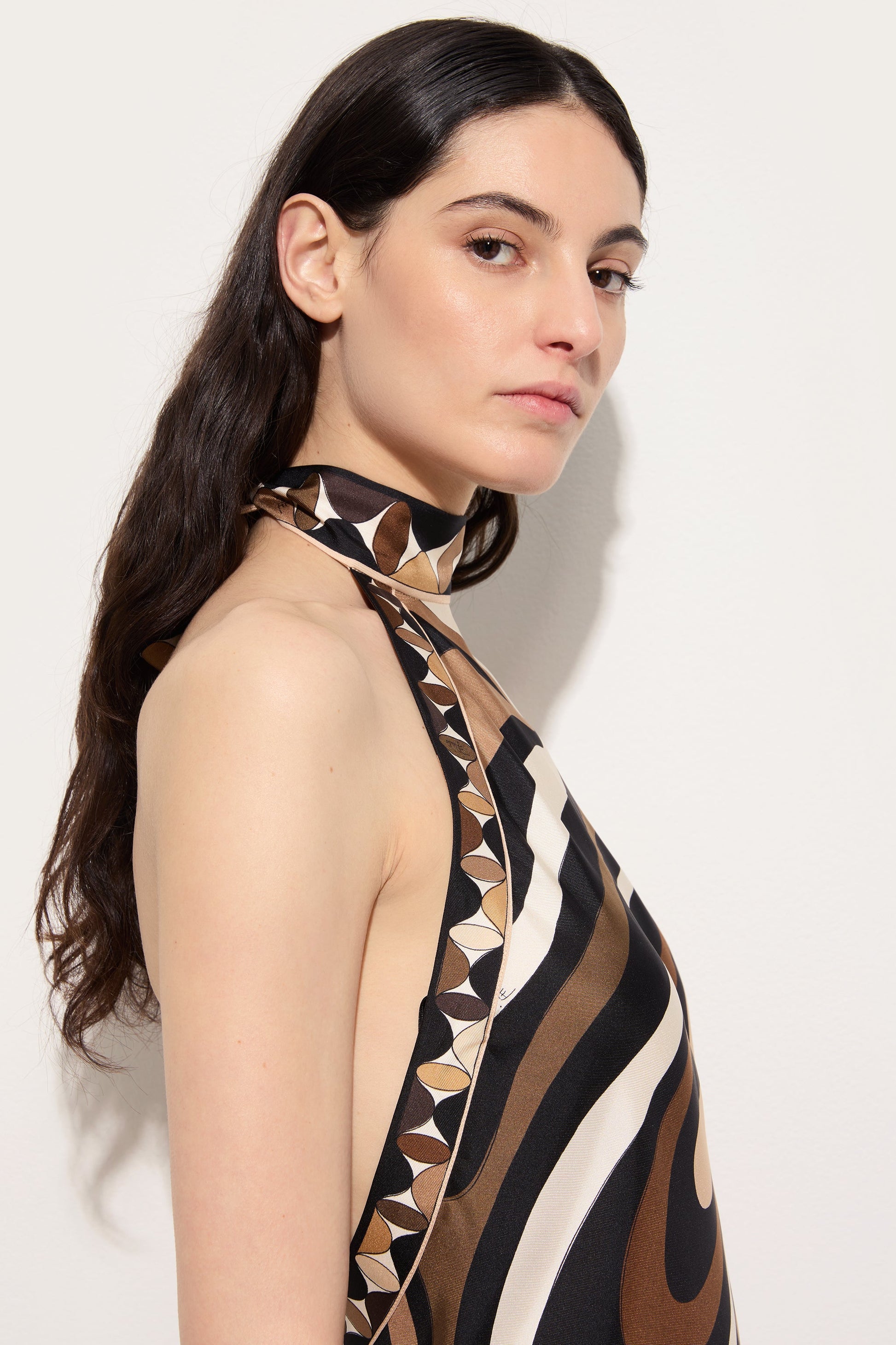 Marmo Print Long Dress with Halter Neck PUCCI Marmo Print Long Dress with Halter Neck PUCCI