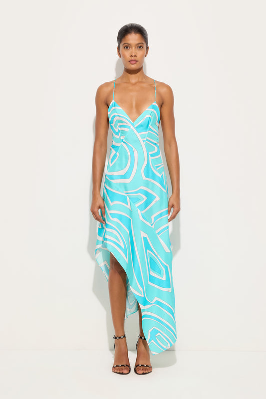 Labirinto Print Silk Twill Dress