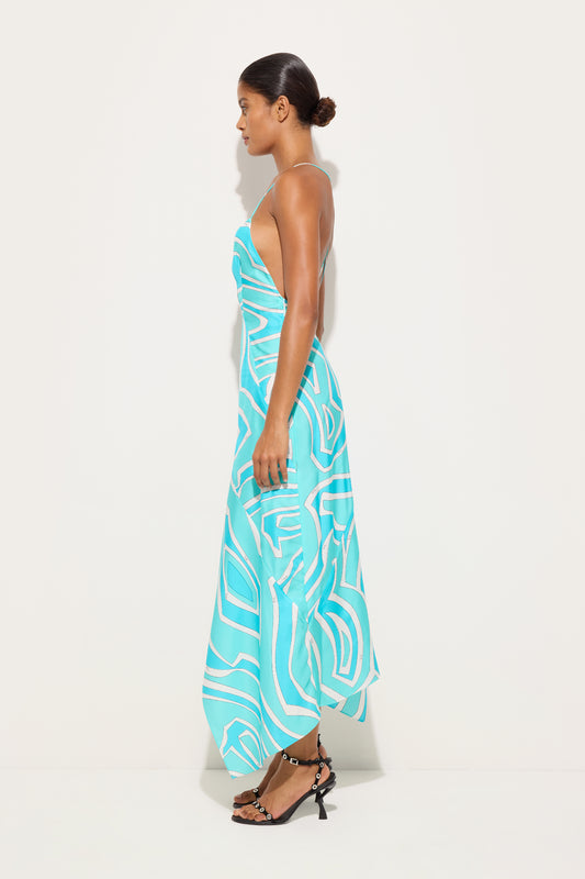 Labirinto Print Silk Twill Dress