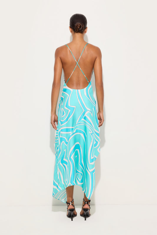Labirinto Print Silk Twill Dress