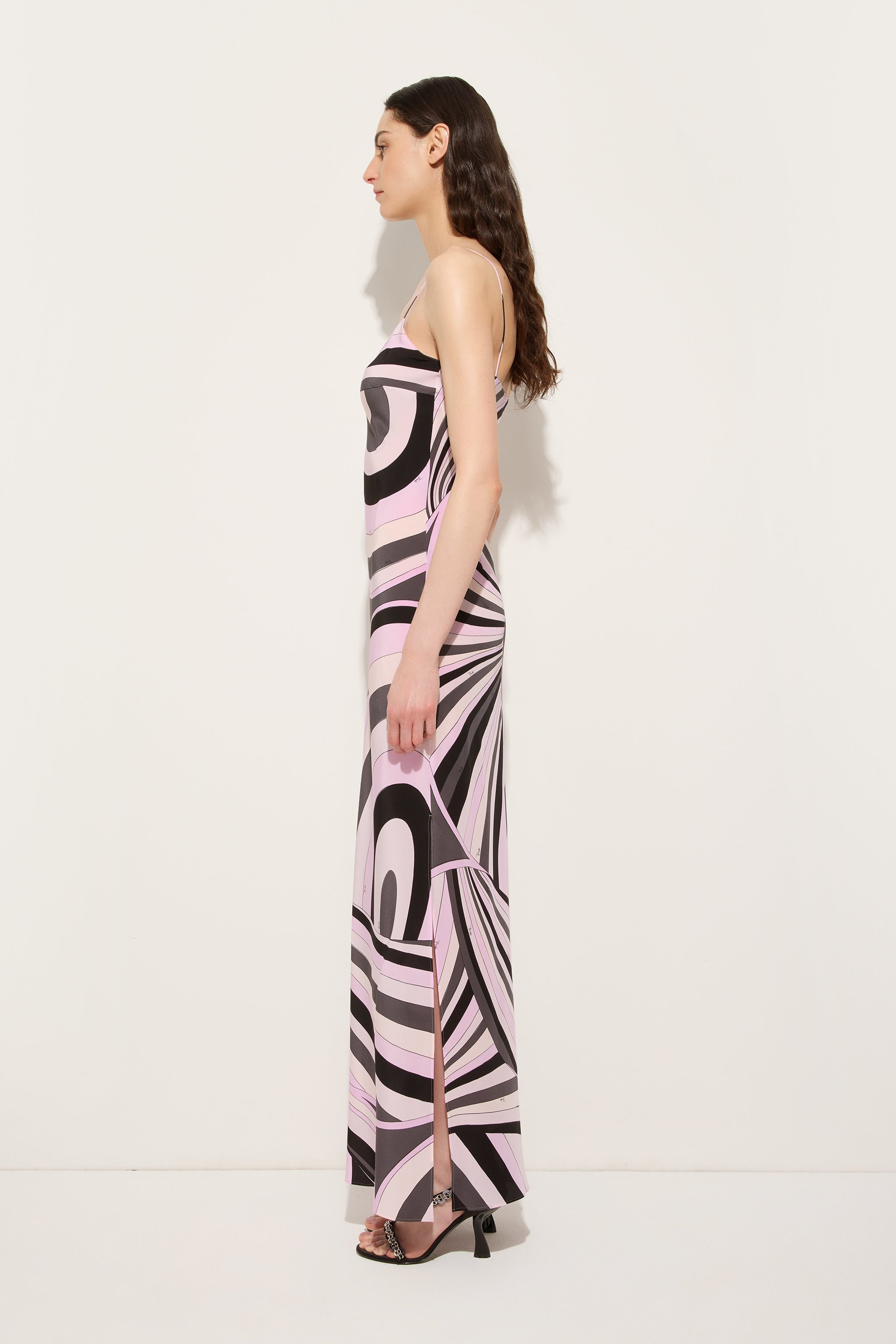 Iride Print Long Crêpe de Chine Dress – PUCCI