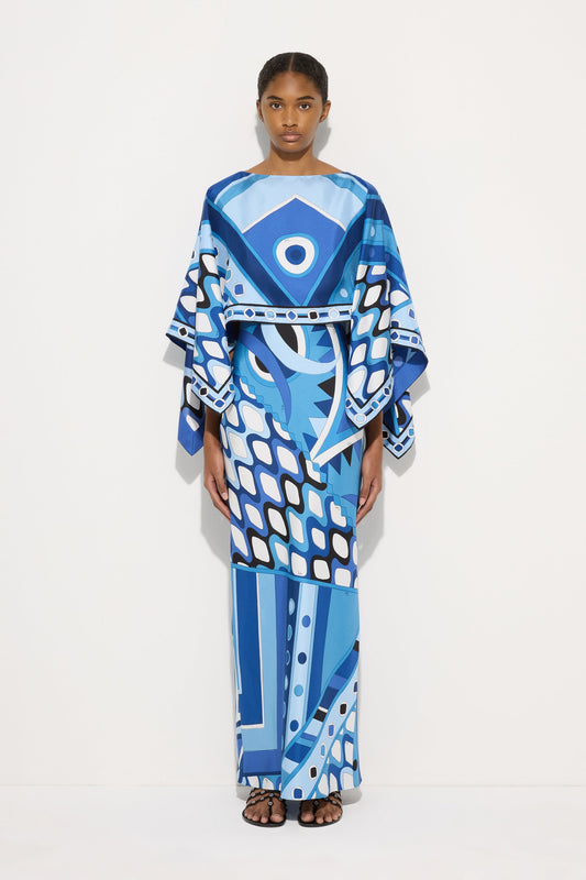 Vivara Print Dress with Silk Shawl