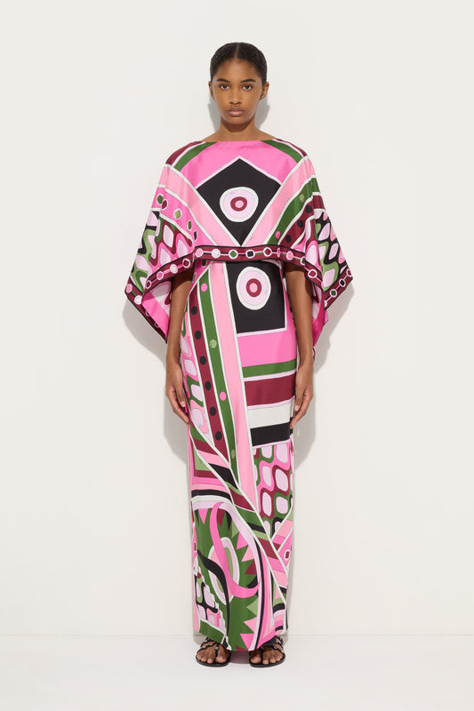 Vivara Print Dress with Silk Shawl