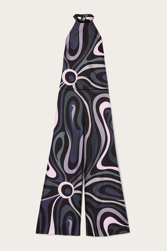 Marmo Print Silk Twill Jumpsuit