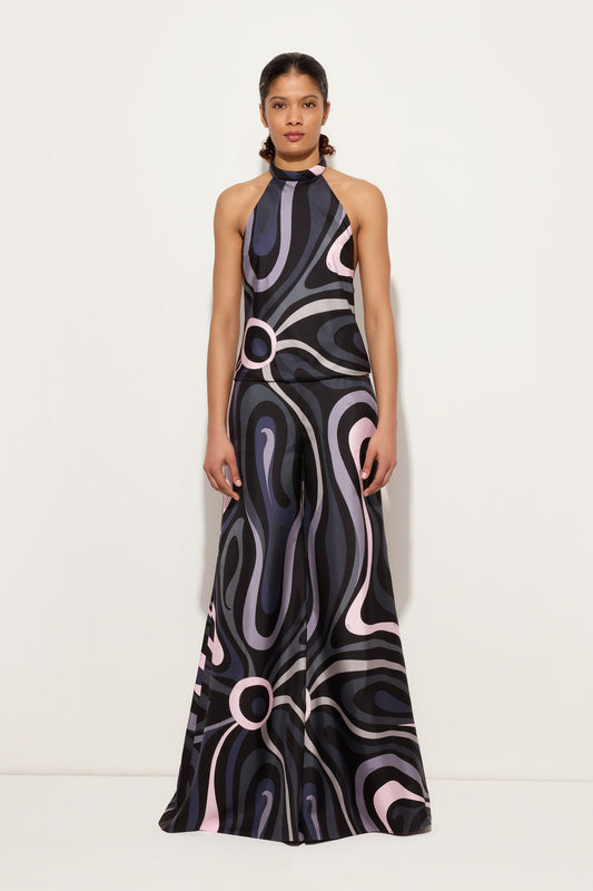 Marmo Print Silk Twill Jumpsuit