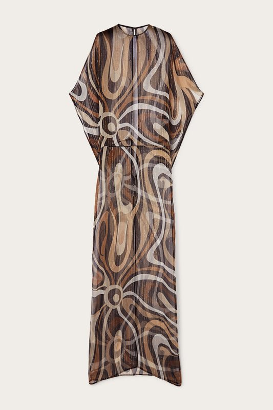 Marmo Print Long Creponne Dress