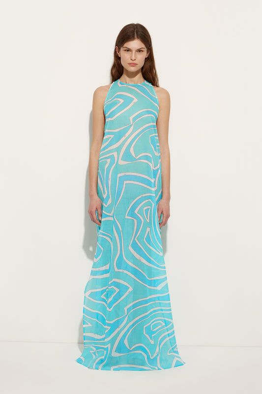 Labirinto Print Long Cotton Dress
