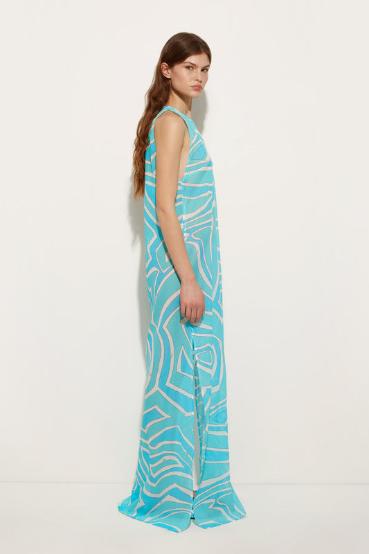 Labirinto Print Long Cotton Dress