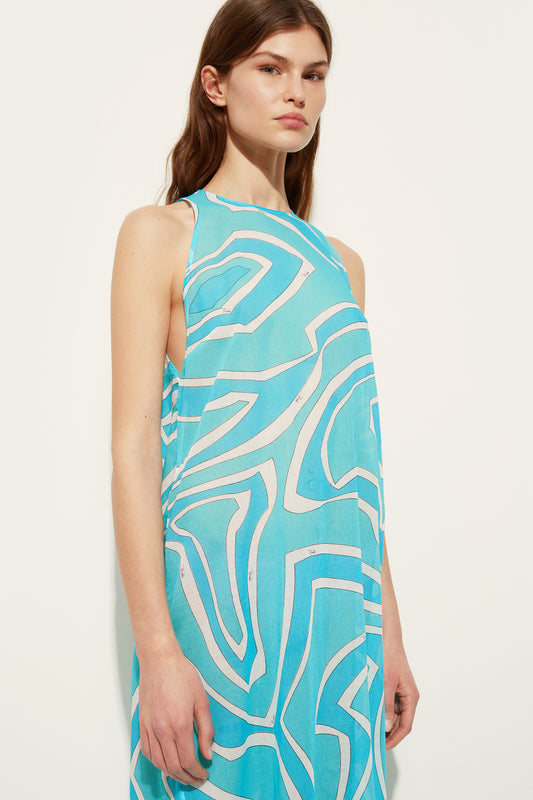 Labirinto Print Long Cotton Dress