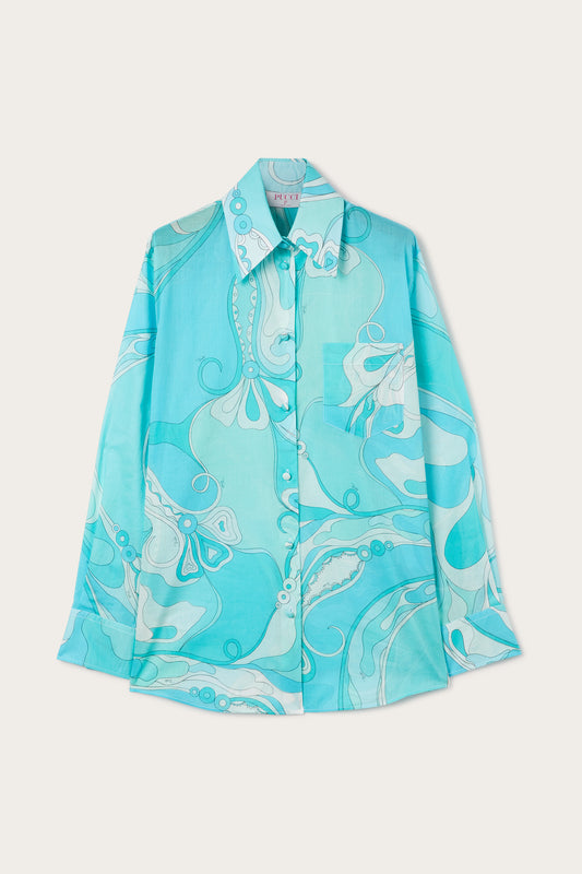 Orchidee Print Cotton Shirt