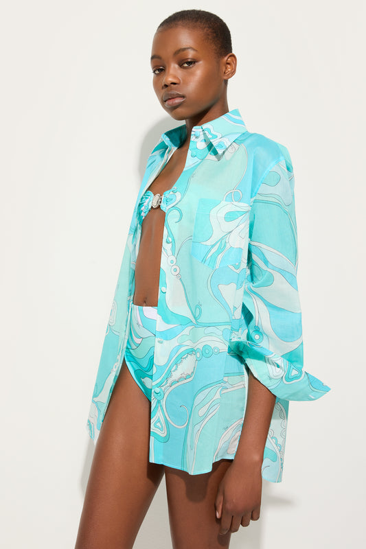 Orchidee Print Cotton Shirt