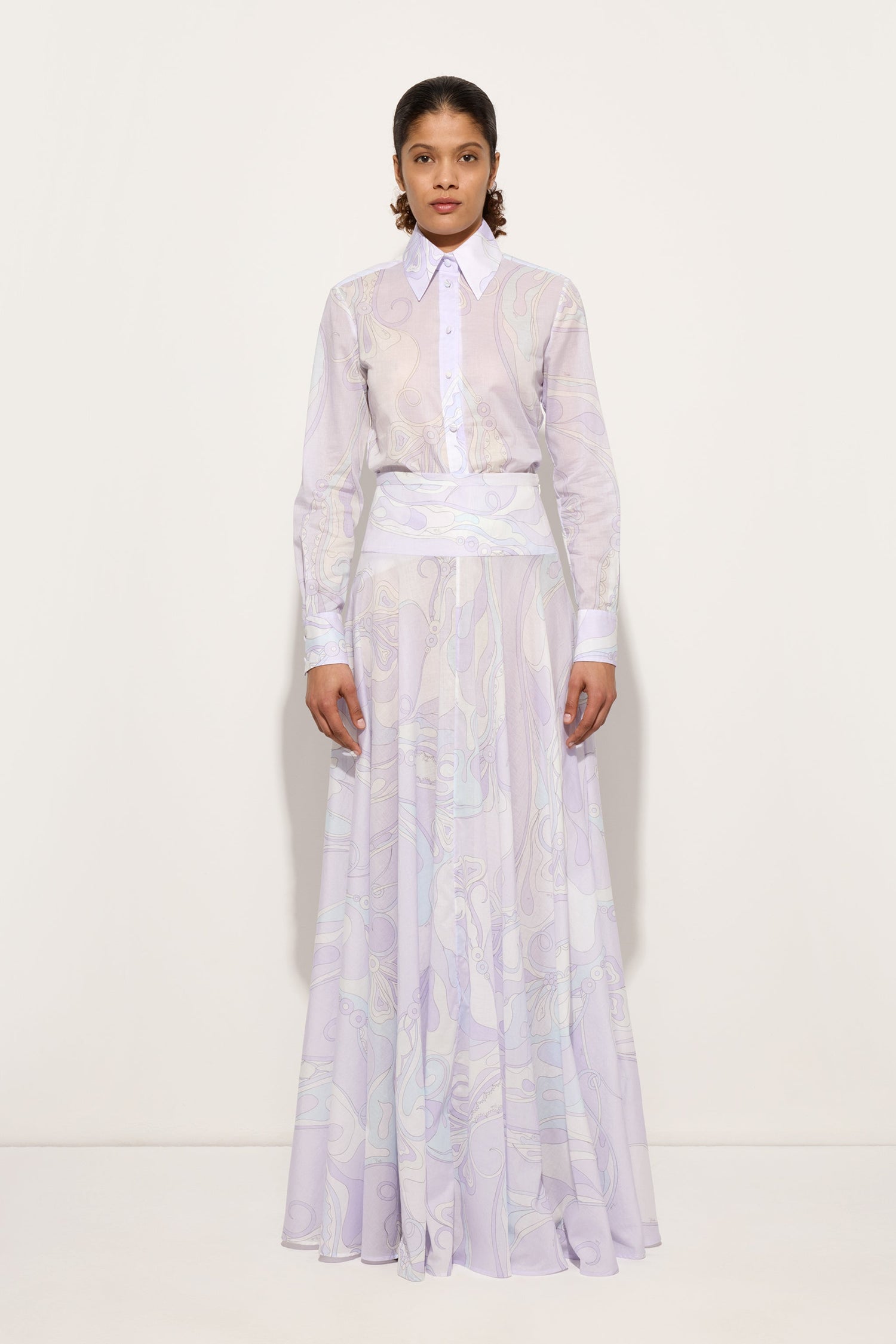 Camicia in Cotone in Stampa Orchidee