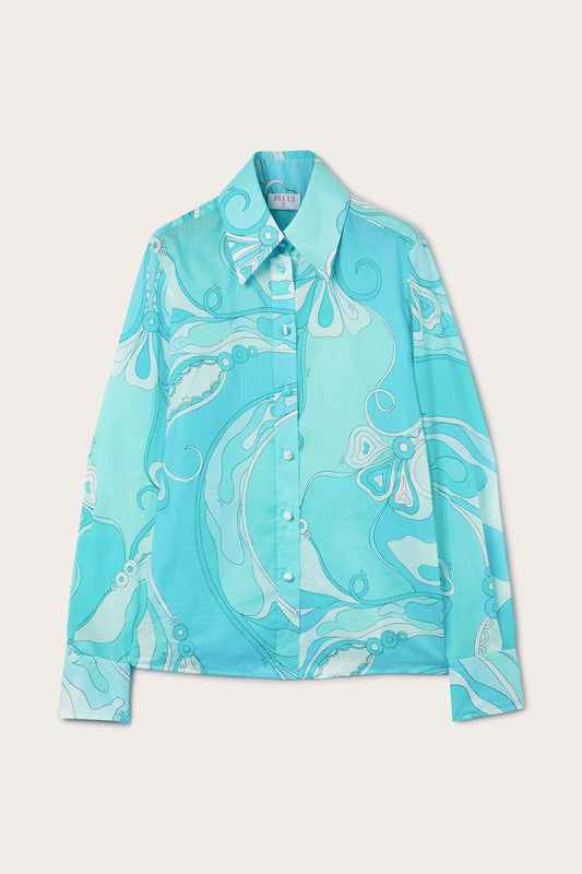 Orchidee Print Cotton Shirt