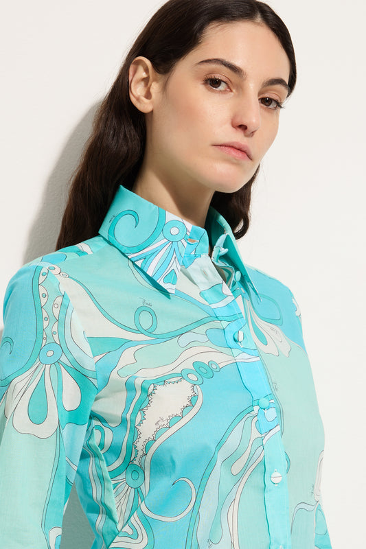 Orchidee Print Cotton Shirt