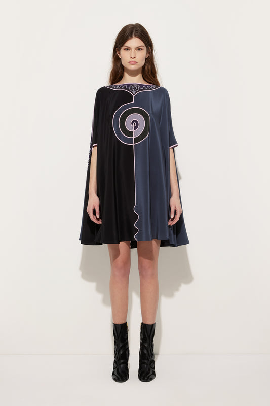 Astro Print Cape Dress