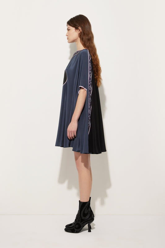 Astro Print Cape Dress