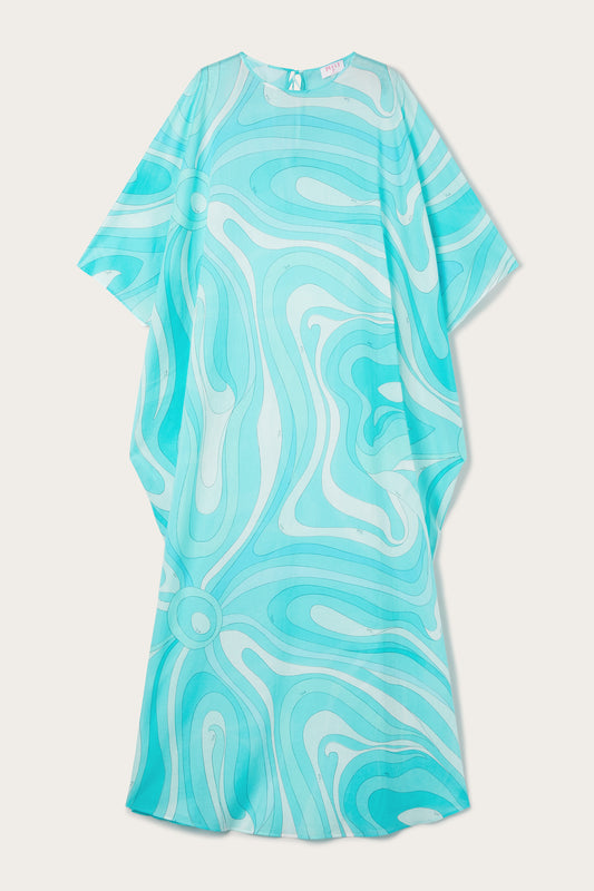 Marmo Print Long Cotton Kaftan