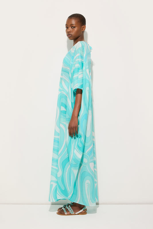 Marmo Print Long Cotton Kaftan