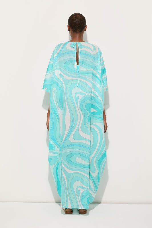 Marmo Print Long Cotton Kaftan