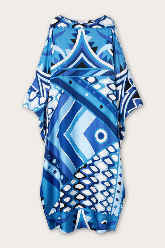 Kaftano Lungo in Seta in Stampa Vivara