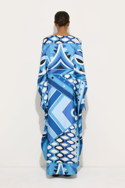 Kaftano Lungo in Seta in Stampa Vivara