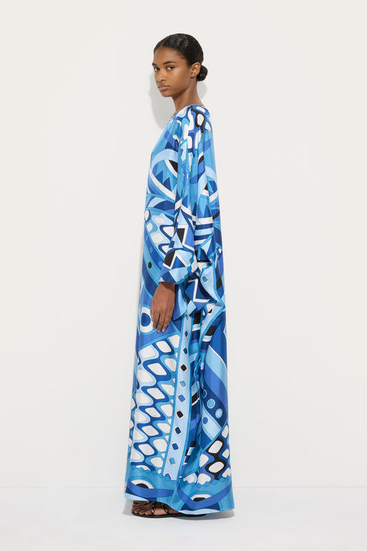 Kaftano Lungo in Seta in Stampa Vivara