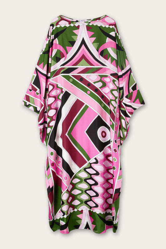 Kaftano Lungo in Seta in Stampa Vivara