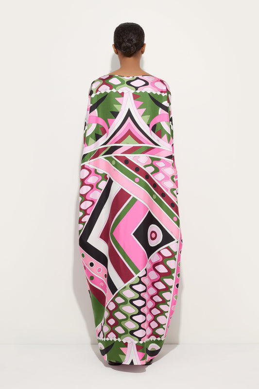 Kaftano Lungo in Seta in Stampa Vivara