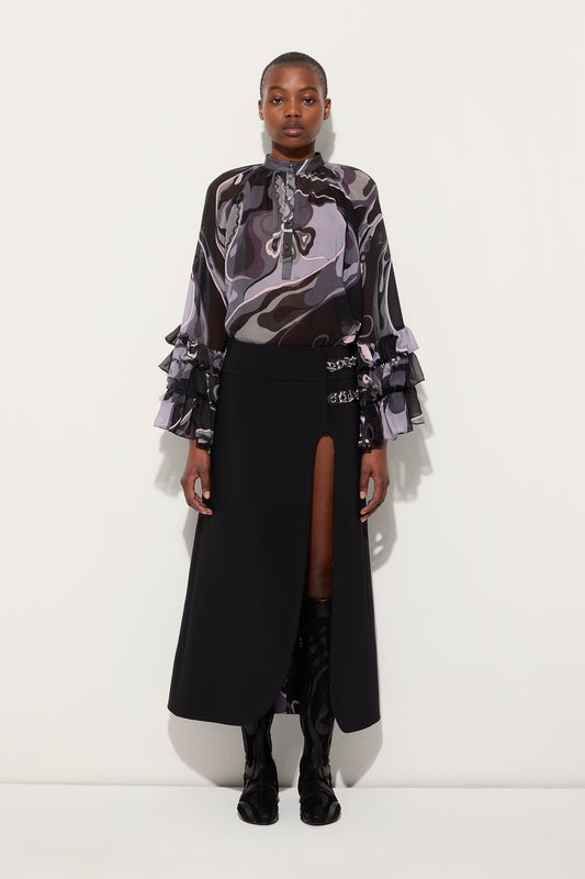 Orchidee Print Silk Blouse