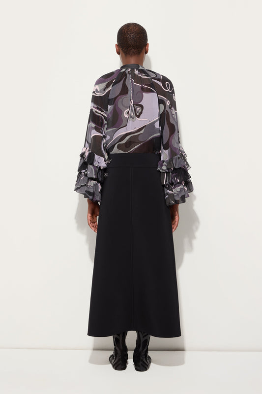 Orchidee Print Silk Blouse