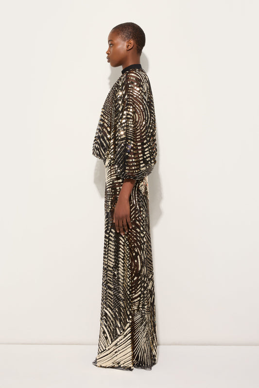 Iride Print Embroidered Tulle Blouse