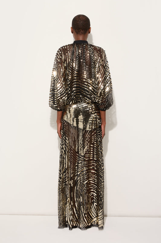 Iride Print Embroidered Tulle Blouse