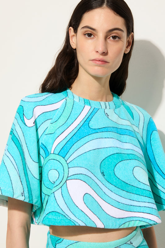 Marmo Print Crop Top