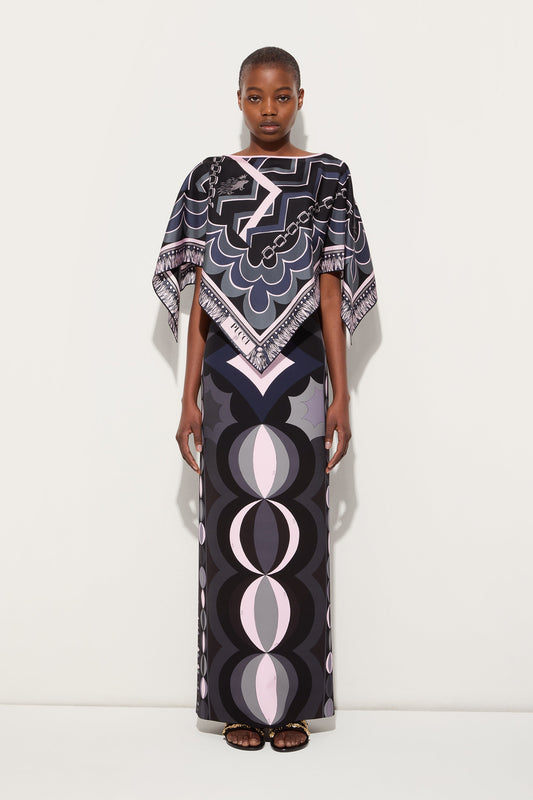 Istrice Print Silk Cape Blouse