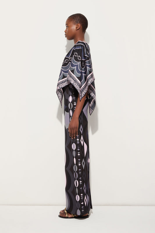 Istrice Print Silk Cape Blouse