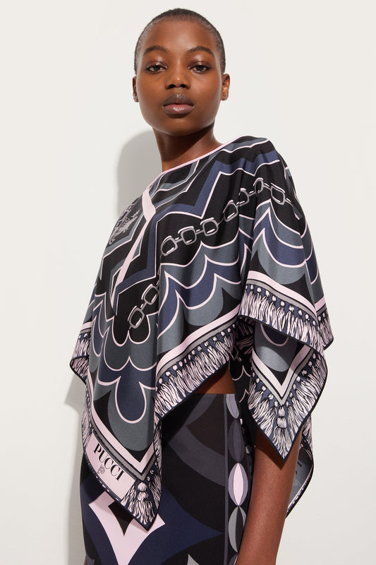 Istrice Print Silk Cape Blouse