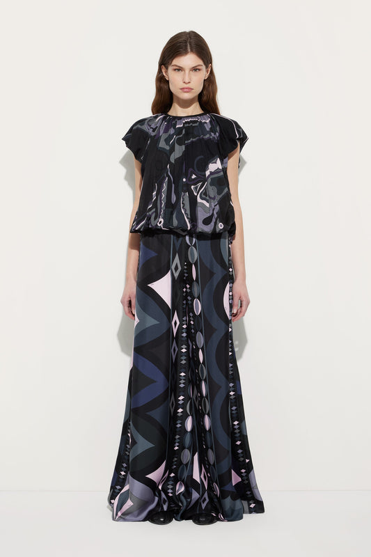 Collane Print Silk Palazzo Pants