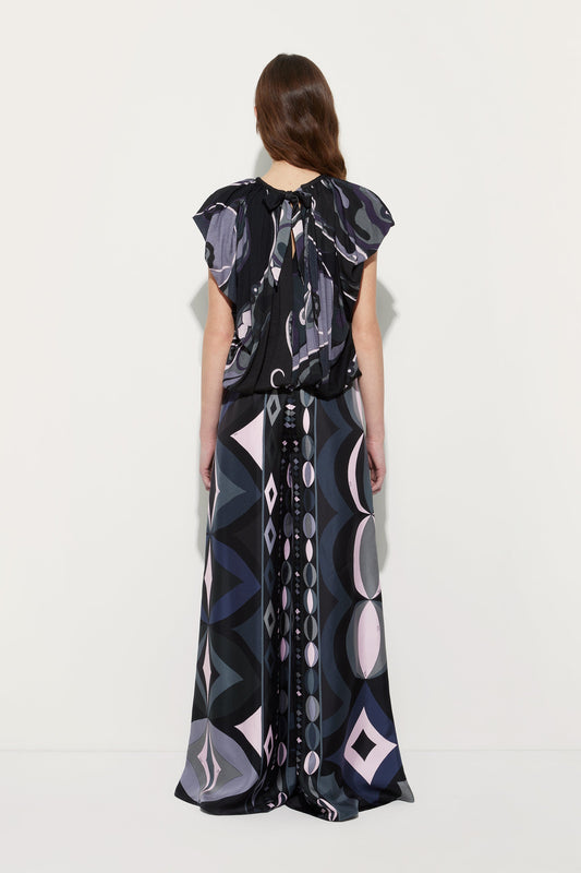 Collane Print Silk Palazzo Pants