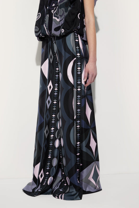Collane Print Silk Palazzo Pants