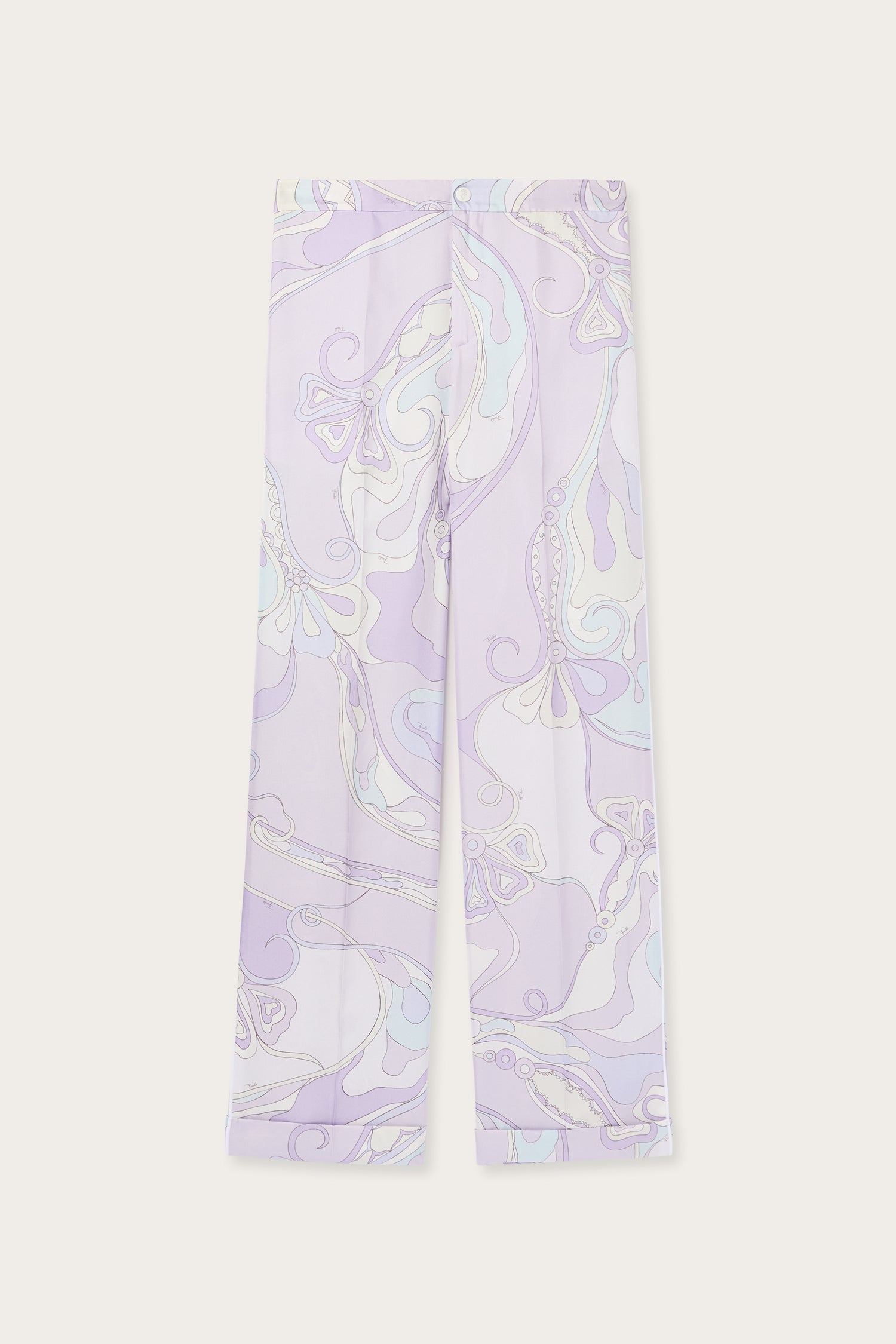 Pantaloni in Seta in Stampa Orchidee