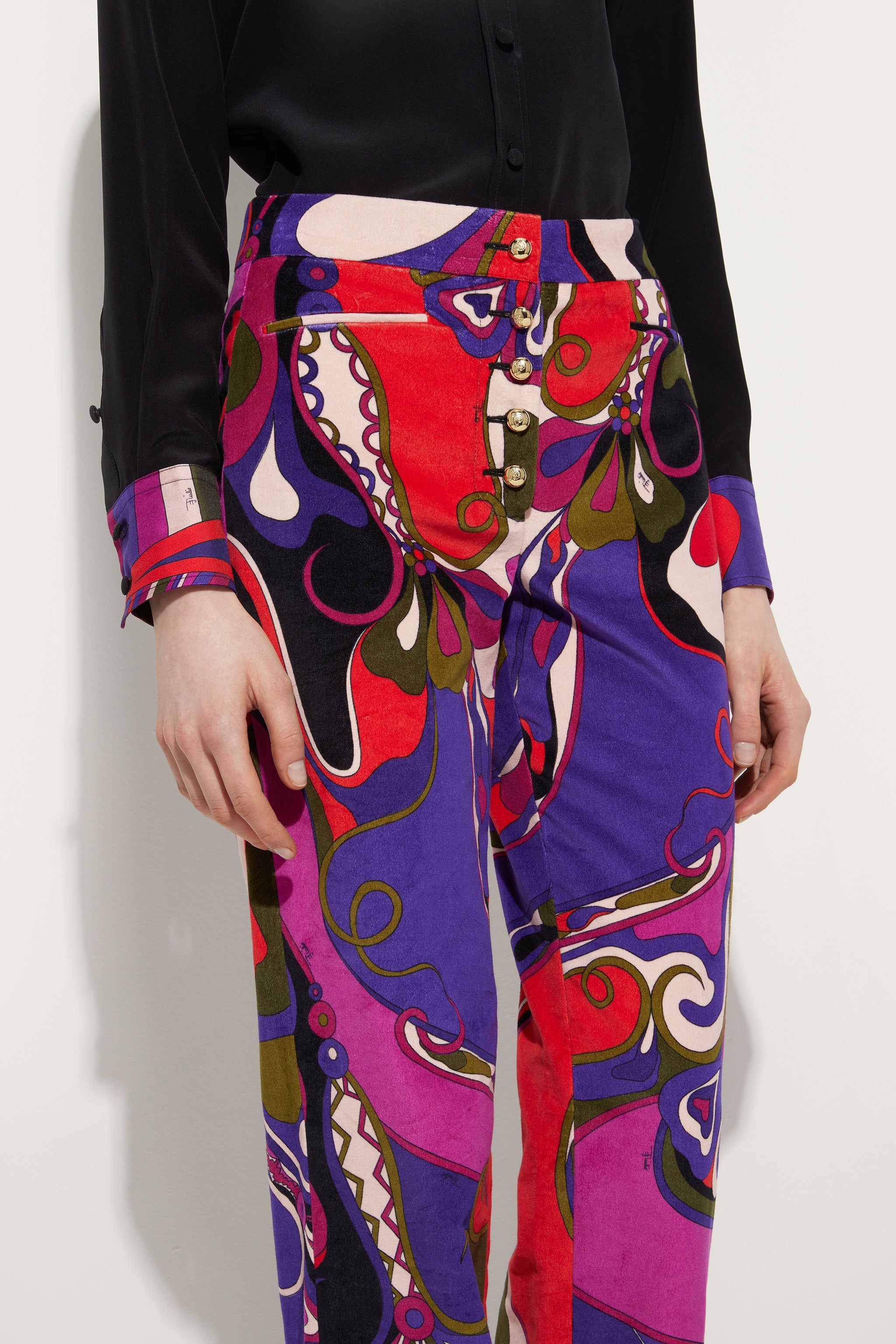 Orchidee Print Straight Velvet Pants – PUCCI