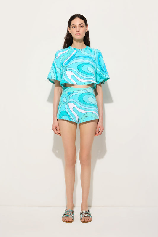 Marmo Print Cotton Shorts