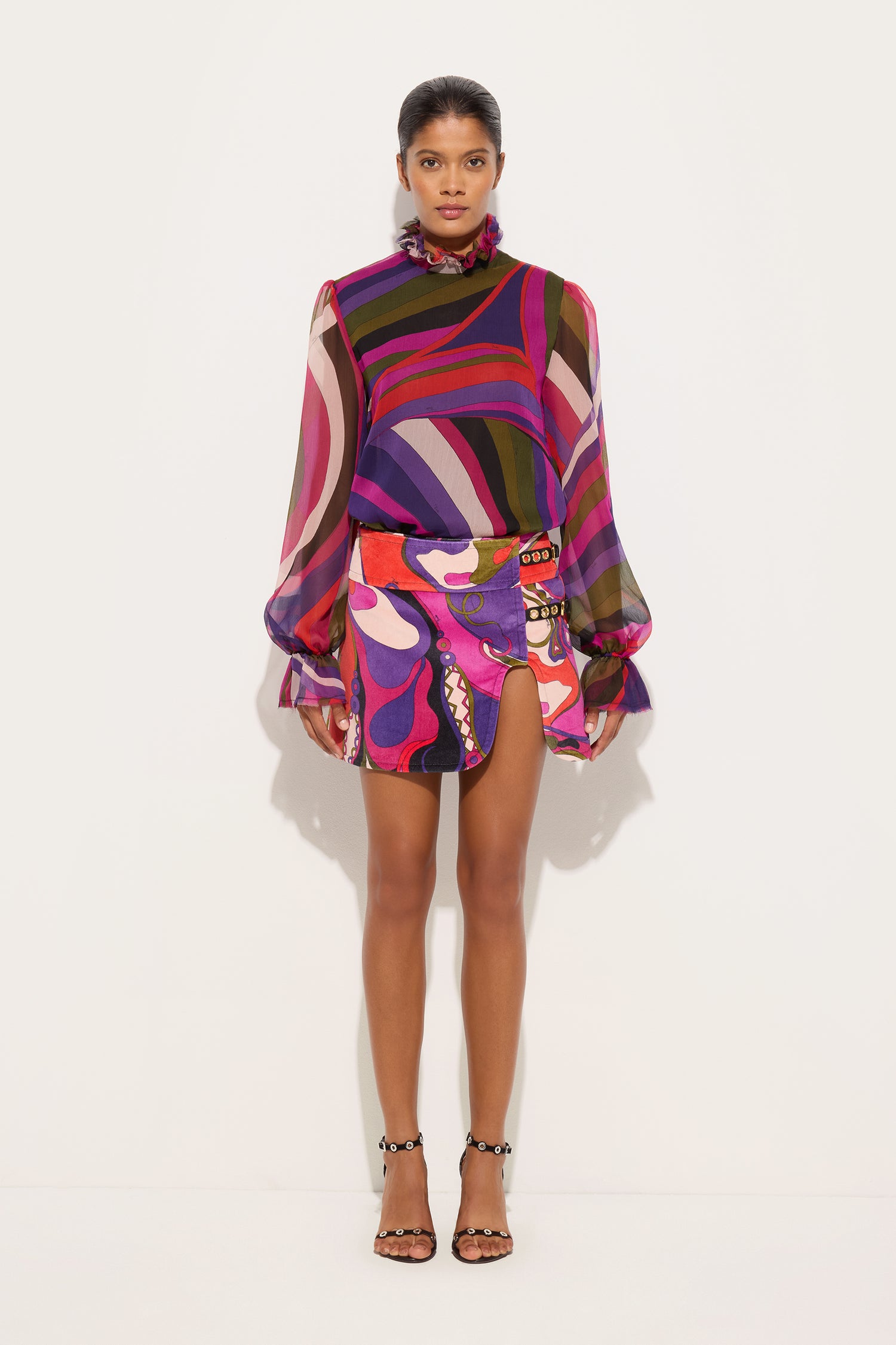 Orchidee Print Mini Skirt