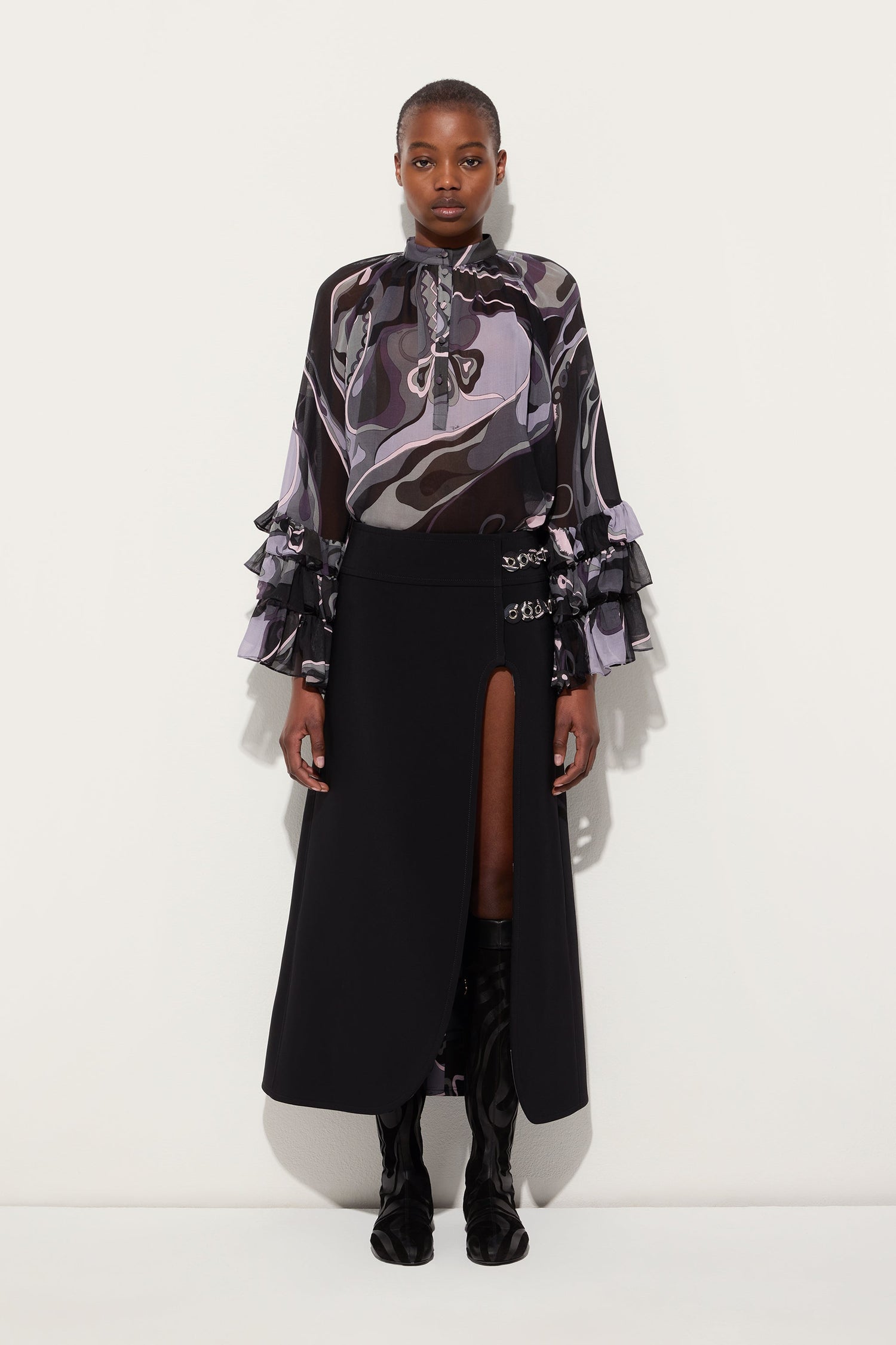 Midi Skirt with Internal Print