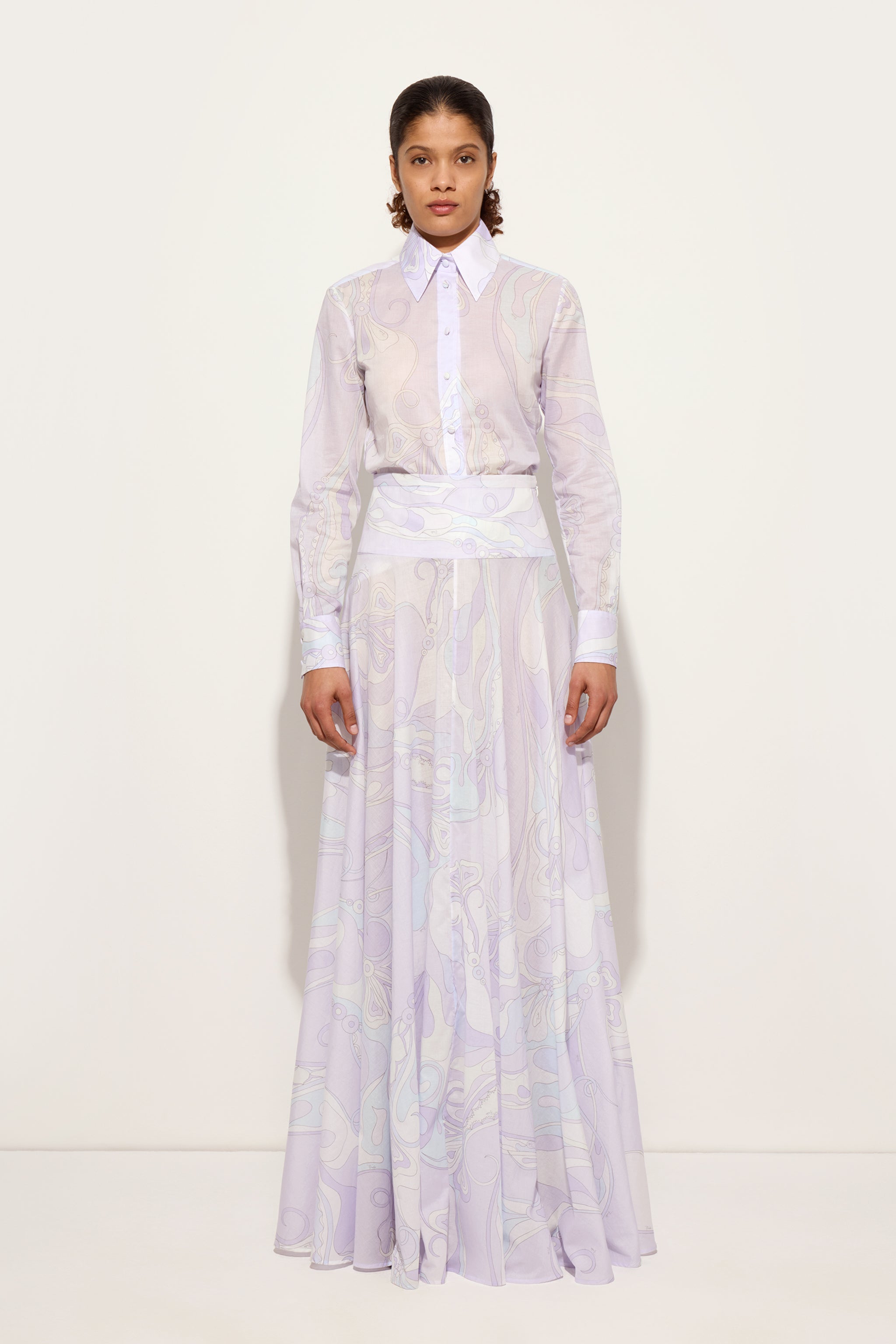 Orchidee Print Long Cotton Skirt – PUCCI Online Store