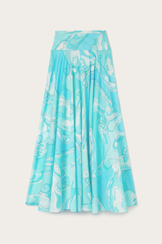 Orchidee Print Long Cotton Skirt