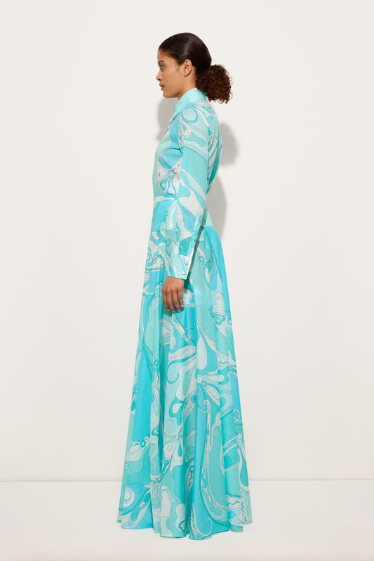 Orchidee Print Long Cotton Skirt