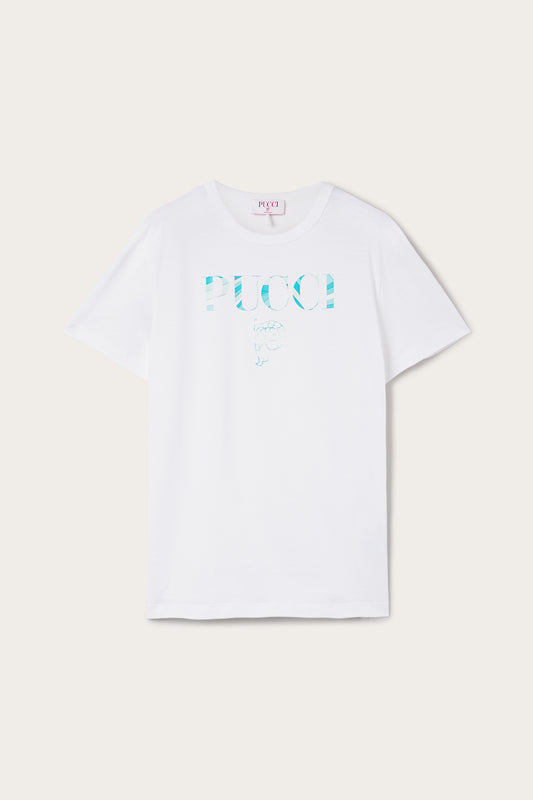 T-shirt in Cotone con Logo Pucci