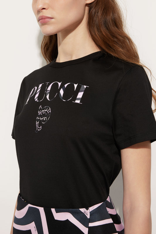 T-shirt in Cotone con Logo Pucci